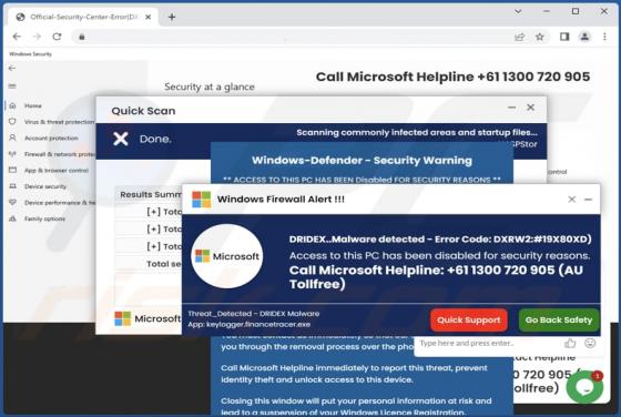 Estafa POP-UP "DRIDEX..Malware detected - Error Code: DXRW2:#19X80XD"