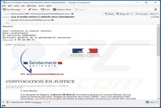 Estafa por correo electrónico "Summon To Court For Pedophilia"