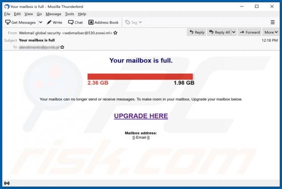 Estafa por correo electrónico "Your Mailbox Is Full"