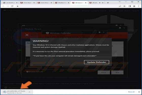 Estafa POP-UP "Update Windows Defender"