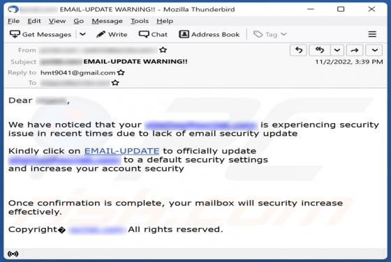 Estafa de "Email Security Update"