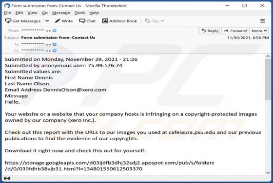 Virus "DMCA Copyright Infringement Notification"