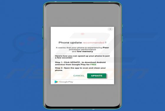 Estafa POP-UP "Phone Update Recommended" (Android)