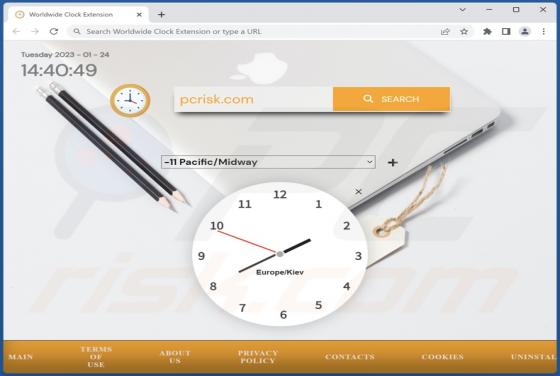 Secuestrador del navegador "Worldwide Clock Extension"