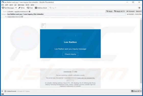 Estafa por correo electrónico de LinkedIn