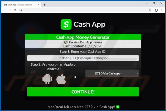 Estafa POP-UP "Cash App"