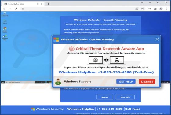 Estafa POP-UP "Critical Threat Detected: Adware App"