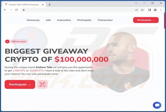 Estafa "Andrew Tate Crypto Giveaway"