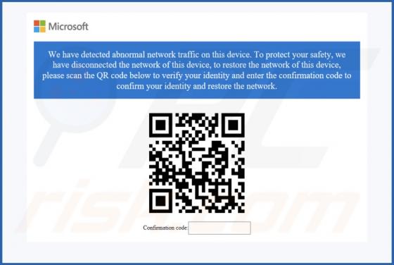 Estafa POP-UP "Abnormal Network Traffic On This Device"