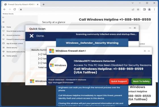 Estafa POP-UP "!!Dridex007!! Malware Detected"
