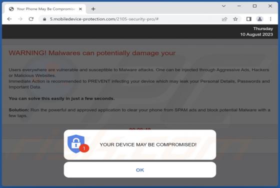 Estafa POP-UP "YOUR DEVICE MAY BE COMPROMISED"