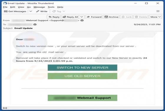 Estafa por correo electrónico "Switch To New Version"