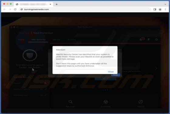 Estafa emergente "MacOS Security Center" (Mac)