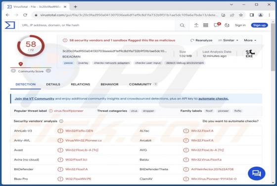Malware "Win32/Floxif"