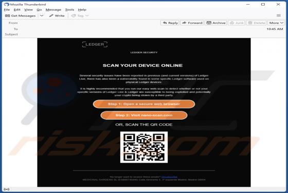 Estafa por correo electrónico "LEDGER SECURITY"