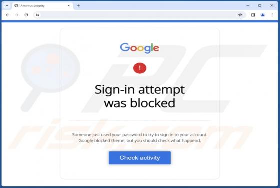 Estafa emergente "Google - Sign-in Attempt Was Blocked"