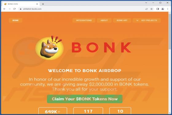 Estafa "Bonk Coin Airdrop Giveaway"