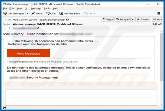 Estafa "Mail Delivery Failure"