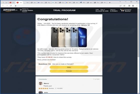 Estafa de ventana emergentes "AMAZON TRIAL"