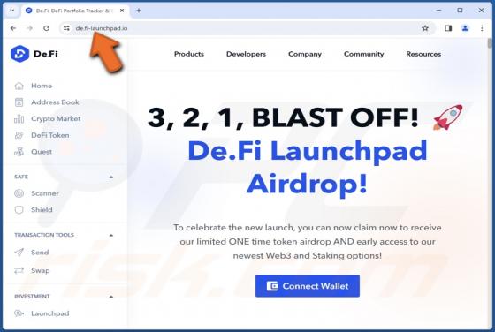 Estafa "De.Fi Launchpad Airdrop"