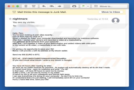 Estafa por correo electrónico "Hello Perv"