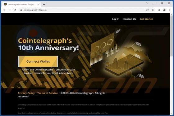 Estafa "Cointelegraph's 10th Anniversary Airdrop"