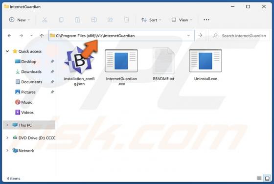 Aplicación no deseada InternetGuardian