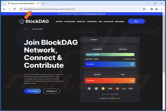 Crypto Drainer se hace pasar por el sitio web de BlockDAG