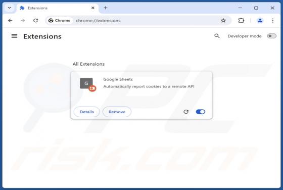 Extensión falsa de Google Sheets