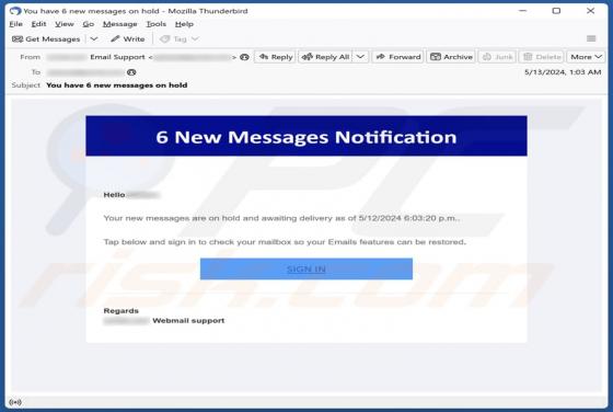 Estafa por correo electrónico New Messages Notification