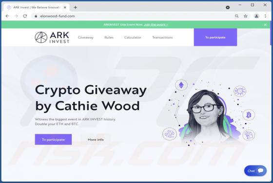 ARK Invest Crypto Giveaway POP-UP Estafa