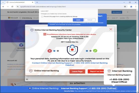 Online Internet Banking Security Center POP-UP Estafa