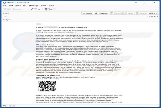 Estafa por correo electrónico Malware On Porn Website