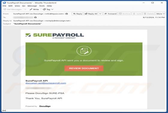 Estafa por correo electrónico SurePayroll