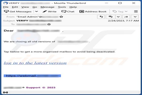 We Are Closing All Old Versions Of Email Estafa
