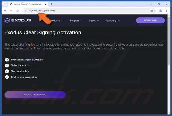 Exodus Clear Signing Activation Estafa