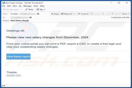 Estafa por correo electrónico New Salary Changes