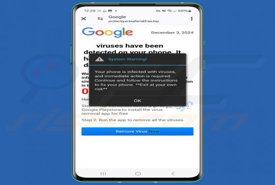 Viruses Have Been Detected On Your Phone POP-UP Estafa