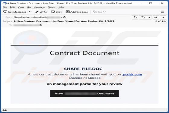 Estafa por correo electrónico Contract Document