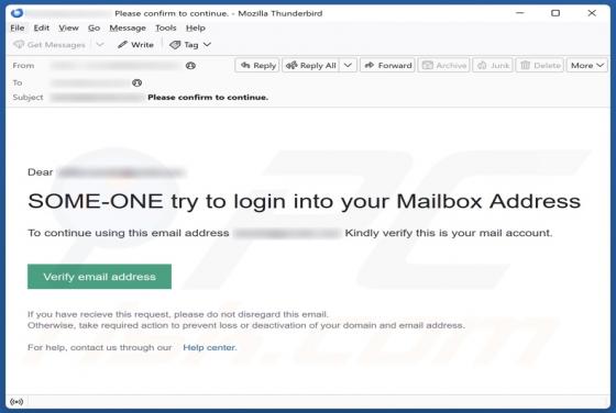 Some-one Try To Login Into Your Mailbox Address Estafa