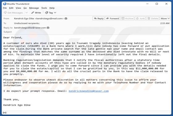 Estafa por correo electrónico Apply To Claim Funds