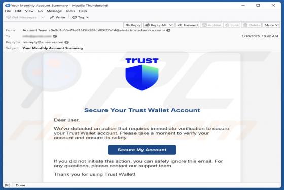 Estafa por correo electrónico Secure Your Trust Wallet Account