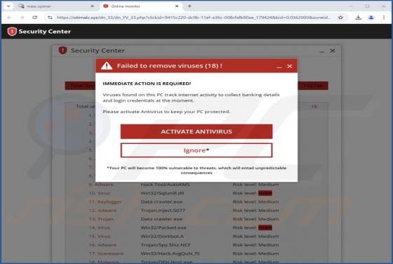 Failed To Remove Viruses POP-UP Estafa