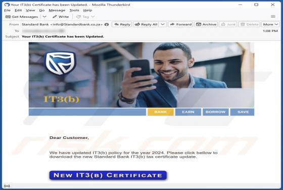 Estafa por correo electrónico Standard Bank IT3(b) Policy