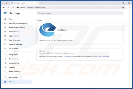 EpiStart (EpiBrowser) Aplicación no deseada