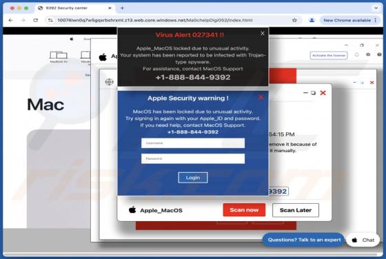 Virus Alert 027341 POP-UP Estafa (Mac)