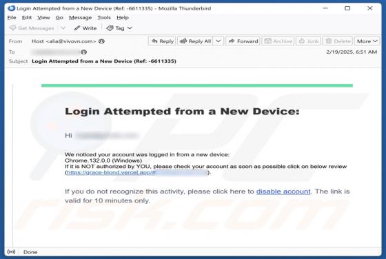 Estafa por correo electrónico Login From A New Device