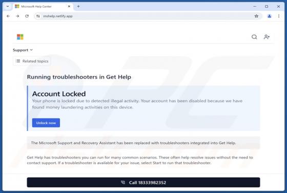 Microsoft Account Locked POP-UP Estafa