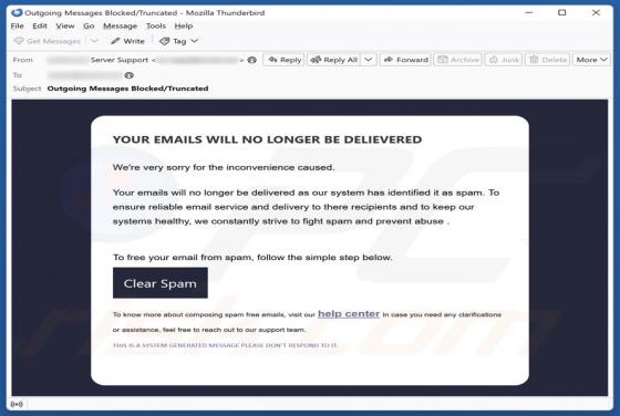 Estafa por correo electrónico Your Emails Will No Longer Be Delivered