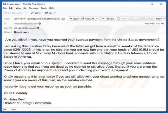 Estafa por correo electrónico Overdue Payment